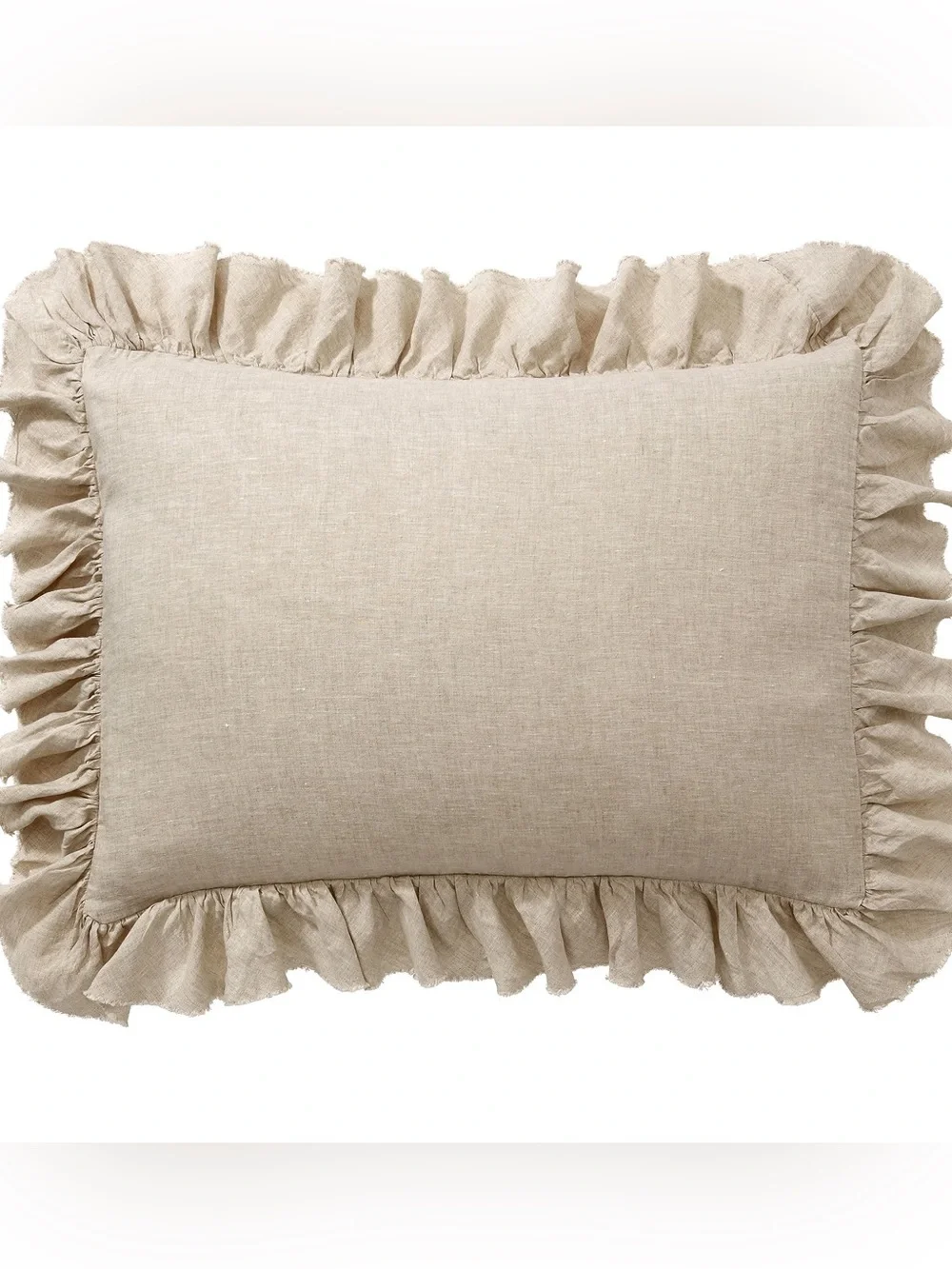 POTTERY BARN BELGIAN FLAX LINEN RUFFLE STANDARD SHAM